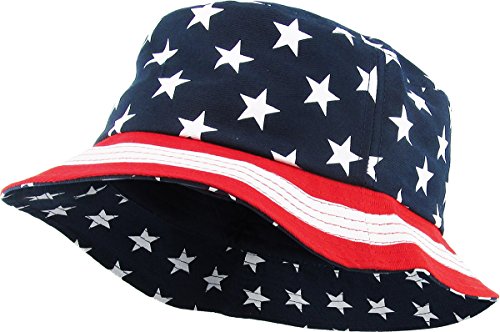 Packable Outdoor Hiking Camping Fishing Cap Bucket Hat - American Flag