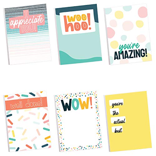 Modern Appreciation Sticky Note Assortment / 3' x 4' Repositionable Sticky Note Set/Set of 6 Colorful Encouragement Pads/Made in The USA