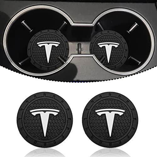 Car Cup Holder Coasters, Perfect Durable Round Silicone Coasters, Universal Non Slip Cup Holder Compatible with Tesla Interior Accessories