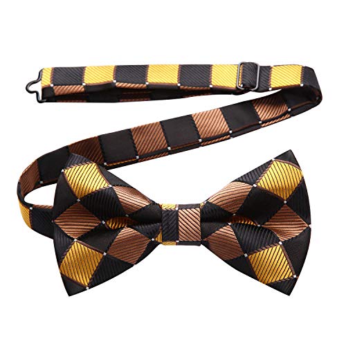 Enlision Mens Pre-tied Bow Tie Formal Tuxedo Bowties Check Plaid Adjustable Bow Ties for Men & Boys