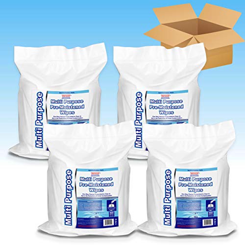 Wet Wipes Bulk Buy - 4 x 800 Count Refill Bags (3200 Wipes) Value Pack - For Upward Pull Dispenser Ideal For Public Use