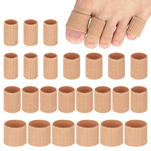 tifanso 24PCS Gel Toe Protectors - 0.98 Inches Toe Sleeve Tubes Toe Pads for Blisters, Corn Cushions, Hammer Toes, Toe Caps Covers Toe Cushion Toe Guards for Women, Toe Separators for Overlapping Toes