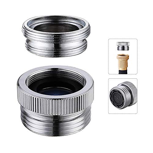 Faucet Adapter with Aerator Kitchen Sink Faucet Adapter Kit to Garden Hose for 55/64 inches Female to 3/4 inches Male Faucet Adapater, Chrome