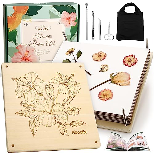Aboofx Extra Large Flower Press Kit, 10.8' x 10.8' 10 Layers Wooden Flower Pressing Kit with Storage Bag, Flower Pressing Kit for Adults, DIY Pressed Flower Plant Preservation Kit