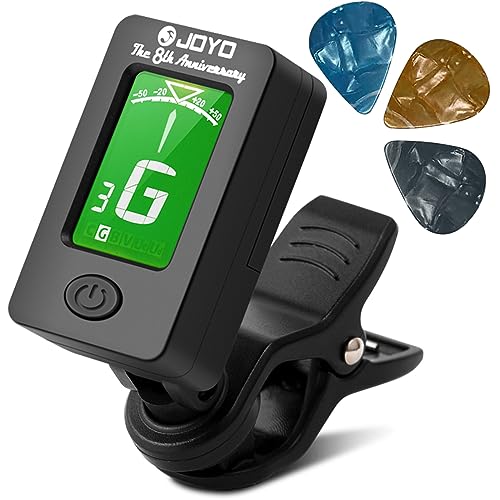 BROTOU Guitar Tuner Clip On with Guitar Capo for Guitar, Bass, Violin, Ukulele, Digital Electronic Tuner Acoustic Guitar Accessories with LCD Display