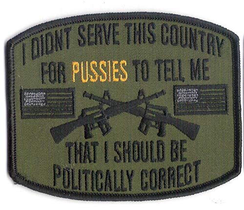 Bayonet Design - Politically Correct Novelty Embroidered US Veteran Patch - Intended for Veterans - US Army, US Marines, US Navy, US Air Force - Wax Backing - Size 4 1/4 X 3 1/2 in.
