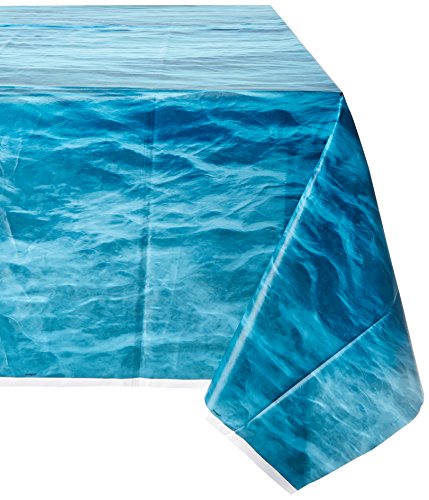 Ocean Waves Rectangular Plastic Table Cover (137cm x 274cm) 1 Piece - Ideal for Parties and Events