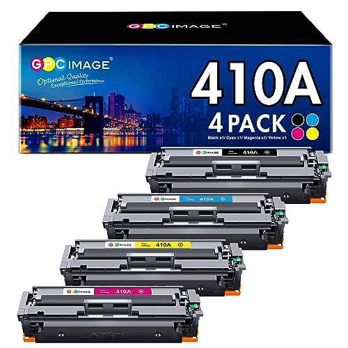 GPC Image Compatible Toner Cartridge Replacement for HP 410A CF410A CF411A CF412A CF413A to use with Color Laserjet Pro MFP M477fdw M477fdn M477fnw Pro M452dn M452nw M452dw Printer Toner (4 Pack)