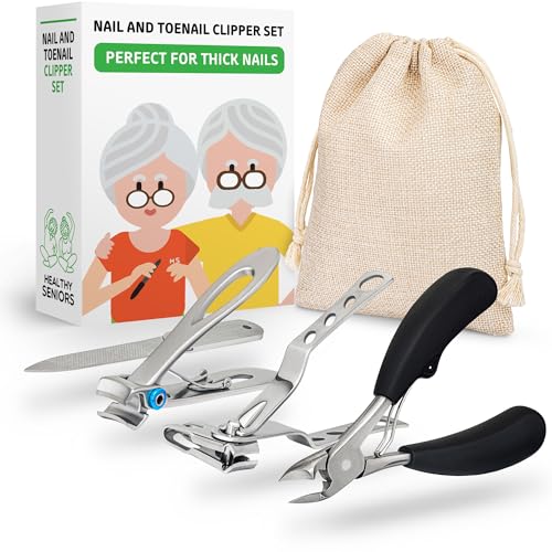 Healthy Seniors Complete Nail and Toenail Clippers for Seniors with Thick Toenails, Big Toe Nail Clippers for Thick Toenails Long Handle, Heavy Duty Toe Nail Clippers for Thick Nails for Seniors