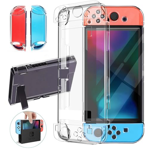 ZIIDII Dockable Switch Case for Nintendo, Nintendo Switch Games Protective Hard Carrying Clear Cover Case for Nintendo Switch Console Joy Con Controlle