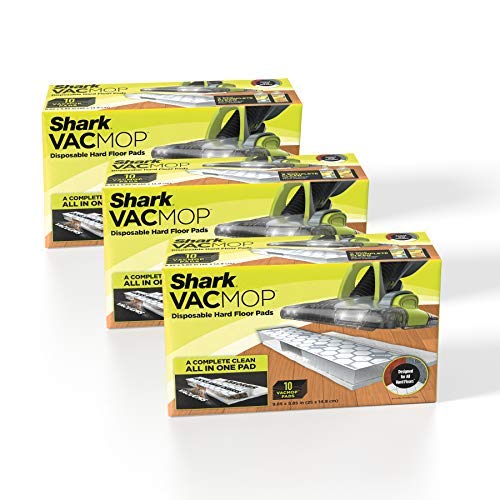 Shark VMP30 VACMOP Disposable Hard Floor Vacuum and Mop Pad Refills White, 10 Count (Pack of 3) (Packaging May Vary)