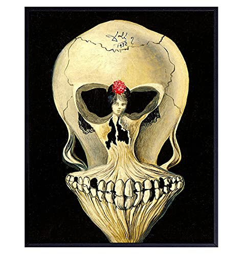 Salvador Dali Skull Wall Art & Decor - Aesthetic Room Decor - Gallery Wall Art - Goth Gothic Home Decor - Salvador Dali Prints - Creepy Hipster Surrealism Wall Art - Museum Poster - Optical Illusion