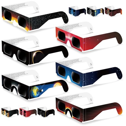 VTZNOJ Solar Eclipse Glasses Approved 2024, (24 Pack) CE and ISO Certified Solar Eclipse Observation Glasses, Safe Shades for Direct Sun Viewing