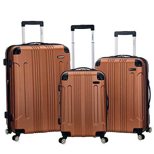 Rockland London Hardside Spinner Wheel Luggage, Brown, 3-Piece Set (20/24/28)