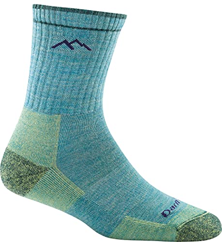 Darn Tough Vermont Womens Merino Wool Micro Crew Socks Cushion Outdoors Equipment, Aqua Heather, Medium US