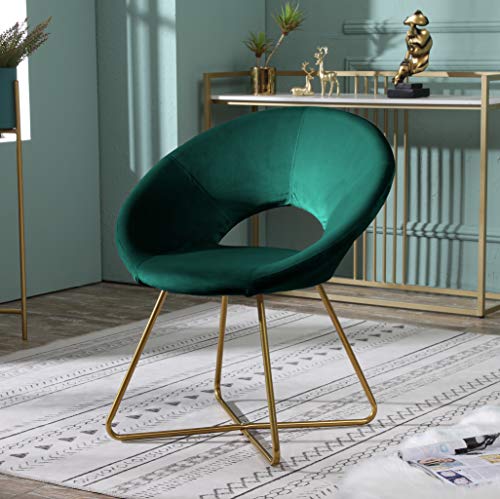Roundhill Furniture Slatina Silky Velvet Upholstered Accent Chair with Gold Tone Finished Base, 25D x 28W x 31.5H in, Green