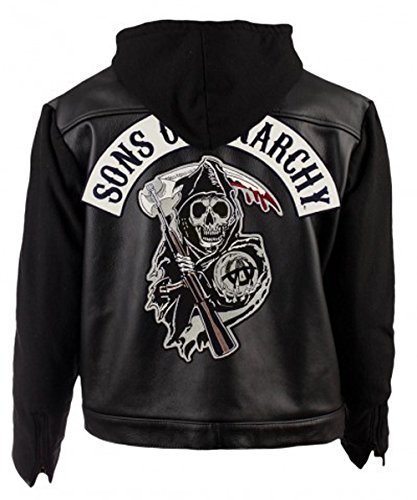 SOA Son of Anarchy Leather Hooded Jacket (L) Black