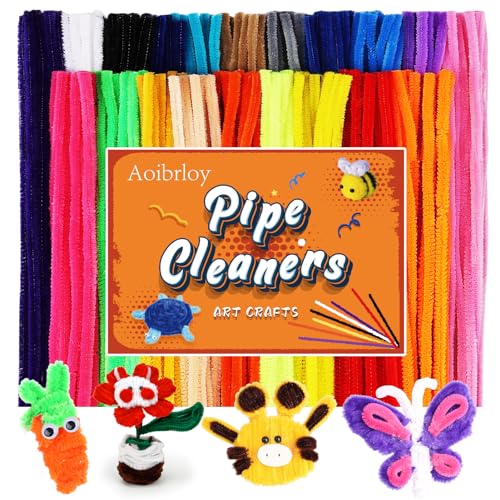 Aoibrloy 200PCS Pipe Cleaners Craft, 20 Colors Chenille Stems Bulk for Kids Arts and Crafts Projects Making and Decorations(12inch x 6mm)
