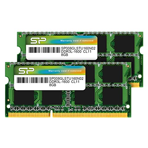 Silicon Power Hynix IC Compatible for Apple DDR3 DDR3L 16GB (2x8GB) RAM 1600MHz (PC3 12800) 204 pin CL11 1.35V Non ECC Unbuffered SODIMM Laptop Notebook Memory RAM Module Upgrade