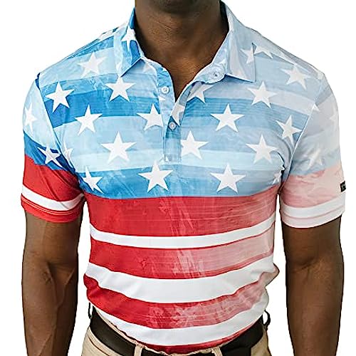 YATTA GOLF Standout Performance Golf Polo Shirts – Men’s – The People's Polo (The Patriot)