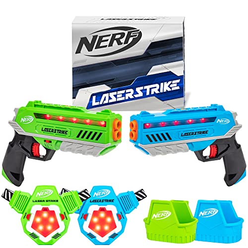 NERF Laser Strike 2 Player Laser Tag Game Pack Complete with 2 300ft Range Blasters, 2 Target Vests & 2 Holsters - Indoor or Outdoor Play Arcade Games, Toys for Kids & Family
