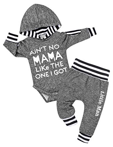 Fommy Baby Boy Clothes 0-3 Months boy clothes Letter Print Hoodies+Little Man Stripe Long Pants 2PCS Infant Boy Outfit Baby Boy Stuff Gifts Clothing Set