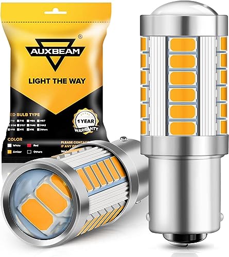 Auxbeam 1157 2357 Turn Signal Light Bulbs, Super Bright 2057 2357 7528 BAY15D LED Replacement Light Bulb, Amber Yellow, 12V, Pack of 2