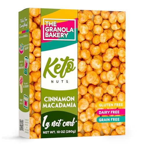 TGB Cinnamon Macadamia Nuts | 1g Net Carb Keto Snack | Gluten Free Low Carb Candy, 10 Ounces