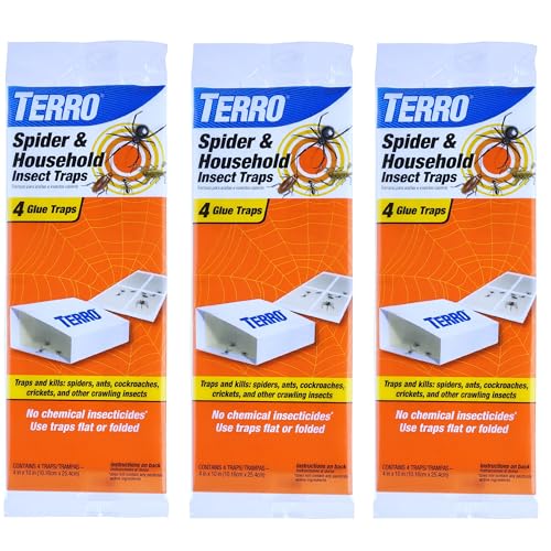 TERRO T3206SR Non-Toxic Indoor Spider, Ant, Cockroach, Centipede, and Crawling Insect Trap - 12 Traps