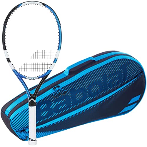 Babolat Drive Max 110 Pre-Strung Tennis Racquet (4 1/4' Grip) Bundled with a Blue RH3 Club Essential Tennis Bag