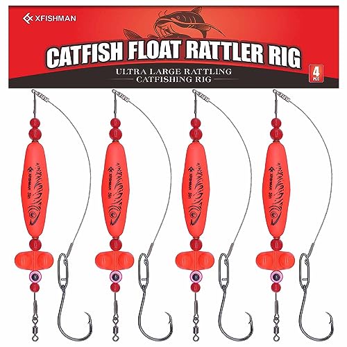Catfish-Rig-for-Bank-Fishing-Catfishing-Tackle-Floats-with-Rattler-Santee Cooper Rig Equipment(Red-2.5 inch)