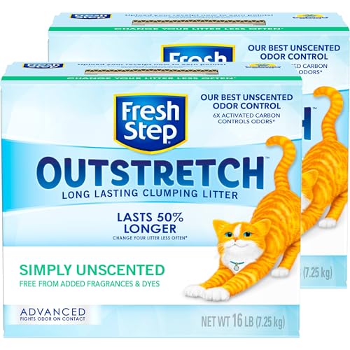 Fresh Step Outstretch, Clumping Cat Litter, Advanced, Unscented, Extra Large, 32 Pounds total (2 Pack of 16lb Boxes)
