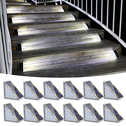 VOLISUN Solar Stair Lights 12 Pack, Solar Step Lights Waterproof IP67, Outdoor Step Light with 13 LEDs, Outdoor Lighting Decor for Yard Stair, Patio, Front Step, Front Porch and Deck(Cool White)