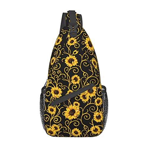 JDEIFKF Sunflower Sling Bag Travel Sunflower Crossbody Bag Chest Daypack Hiking Shoulder Bag For Men Women
