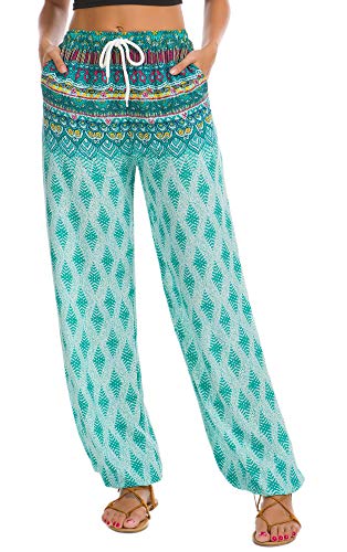 Urban CoCo Women's Floral Print Boho Pants Harem Pants Jogger Pants (#20, XL)