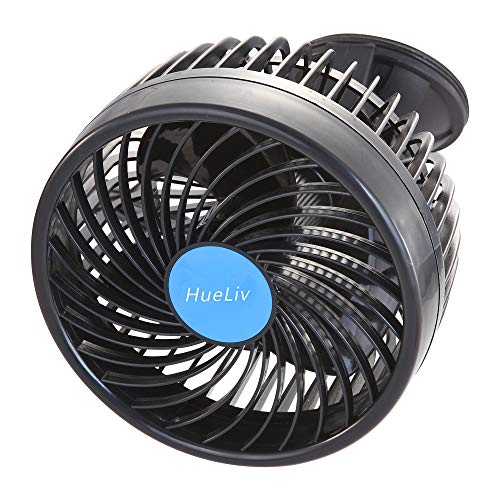 HueLiv Car Fan 12V, 6' Electric Car Cooling Fan with 360 Degree Adjustable Head That Plugs into Cigarette Lighter/Low Noise Automobile Vehicle Fan for Car Truck Van SUV RV Boat