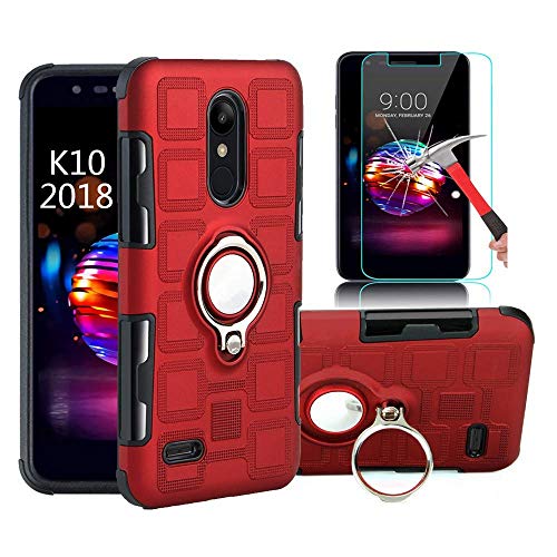 EDSAM Case Compatible with LG Stylo 4/Q Stylo/Stylus 4/Stylo 4 Plus with HD Screen Protector,Dual Layer Shockproof Case with 360 Degree Ring Kickstand Fit Magnetic Car Mount for LG Stylo 4 (Red)