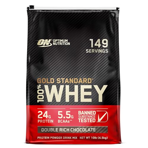 Optimum Nutrition Gold Standard 100% Whey Protein Powder, Double Rich Chocolate, 10 Pound (Packaging May Vary)