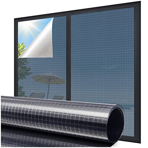 Coavas One Way Window Privacy Film See Out Not in Heat Blocker Window Tinting Film for Home Reflective Sun Blocking Window Tint Non-Adhesive Static Cling Glass Door Window Covering (17.5 x 78.7 Inch)