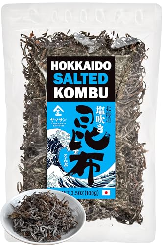 Kombu Salted -Hokkaido seaweed 100%, No Chemical Additive, Japanese traditional superfood 'Shio Kombu'- 100G(3.5OZ)【YAMASAN】