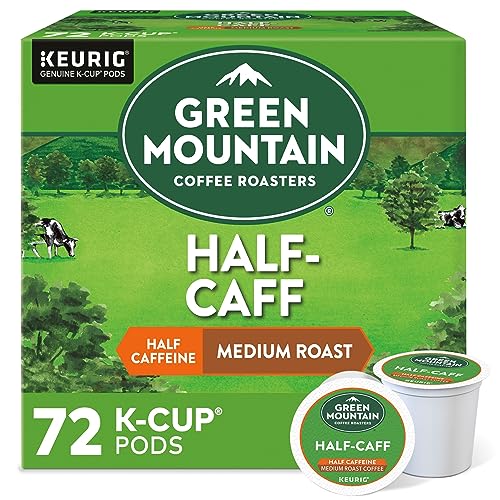 Green Mountain Coffee Roasters Half Caff Keurig Single-Serve K-Cup pods, Medium Roast Coffee, 72 Count (6 Packs of 12)
