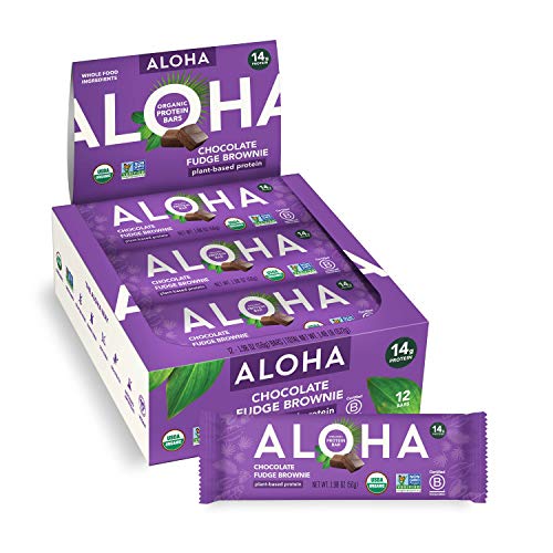 ALOHA Organic Plant-Based Protein Bars | Chocolate Fudge Brownie | Vegan, Gluten-Free, Paleo, Low-Carb, Non-GMO, Soy-Free, 12 Count