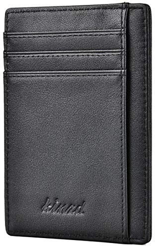 kinzd Slim Minimalist Leather RFID Front Pocket Wallet Thin Credit Card Holder Men