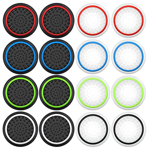 XFUNY 8 Pairs/16 PCS Replacement Silicone Analog Controller Joystick Luminous Thumb Stick Grips Caps Cover for PS4 PS3 PS2 Xbox One/360 Game Controller