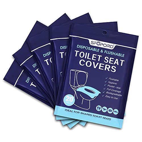 SFOPORD XL 100PCS Toilet Seat Covers Disposable - Flushable Paper Toilet Seat Cover is Travel Accessories, Travel Essentials for Public Restrooms, Airplane, Campin