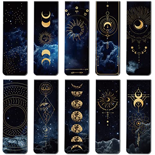 30 Pieces Space Moon Magnetic Bookmarks Galaxy Bookmark Starry Sky Clip in Bookmark Page Book Marker for Kids Teens Students Teachers Reading School Library Office Accessories, 10 Styles