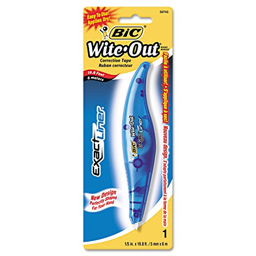 BIC White-Out Exact Liner Correction Tape Pen, Non-Refillable, 1/5 Inch x 236 Inches (WOELP11)