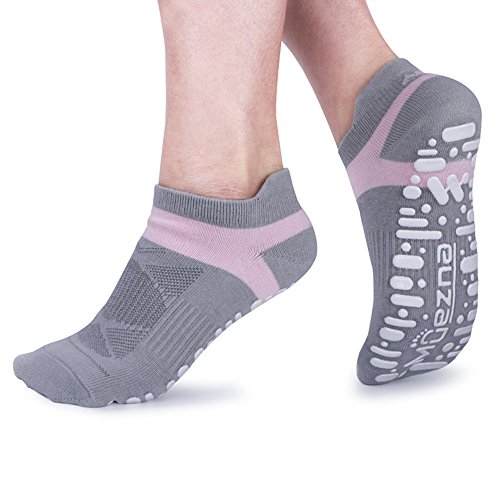 Muezna Non Slip Yoga Socks for Women, Anti-Skid Pilates, Barre, Hospital Socks with Grips, Size 5-10