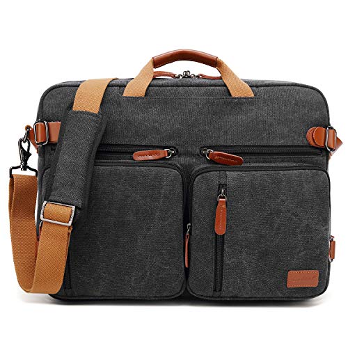 CoolBELL 15.6Inches Convertible Backpack Messenger Shoulder bag Laptop Case Handbag Business Briefcase Multi-functional Travel Rucksack Fits 15.6 Inch Laptop For Men/Women (Cancas Black)
