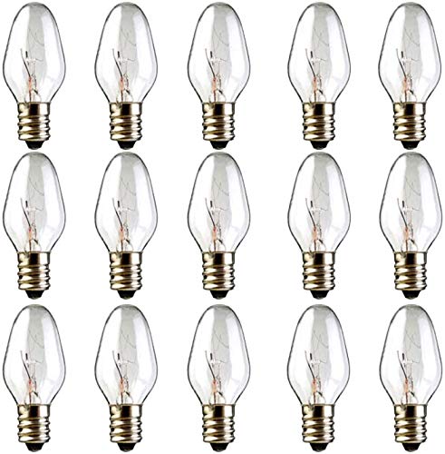 OuuKoo Salt Lamp Bulbs - 15 Watt Light Bulbs for Scentsy Wax Warmer - C7 Replacement Bulbs for Plug in Wax Diffuser- Warmwhite - Dimmable,15 Packs